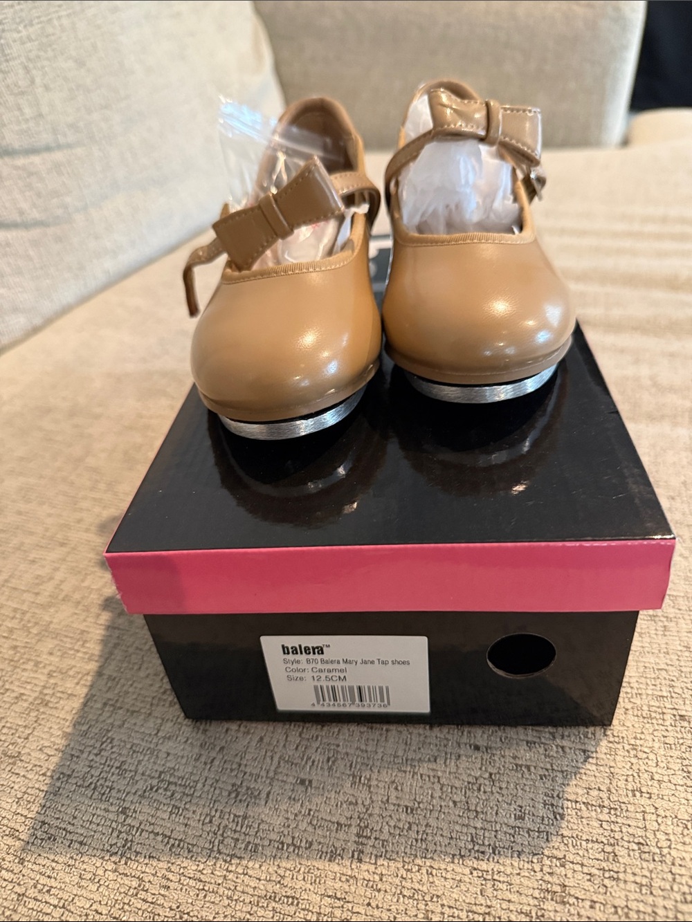 balera Child Tap Shoes with Strap and Bow Size 12.5
